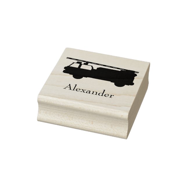 Cute Own Name Firetruck Custom Initial Rubber Stamp (Stamp)