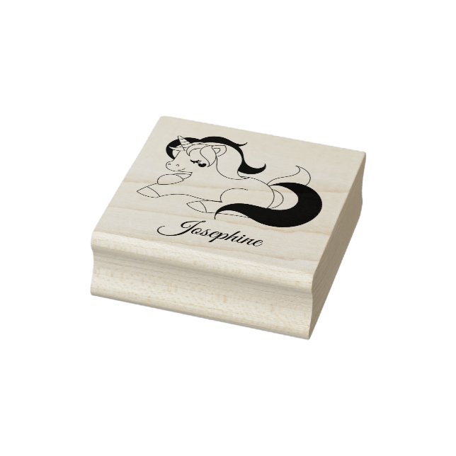 Cute Own Name Unicorn Custom Rubber Stamp (Stamp)