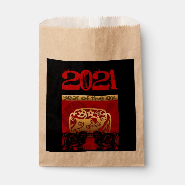 Cute Ox Chinese Year 2021 Zodiac Birthday CFB Favour Bags (Front)