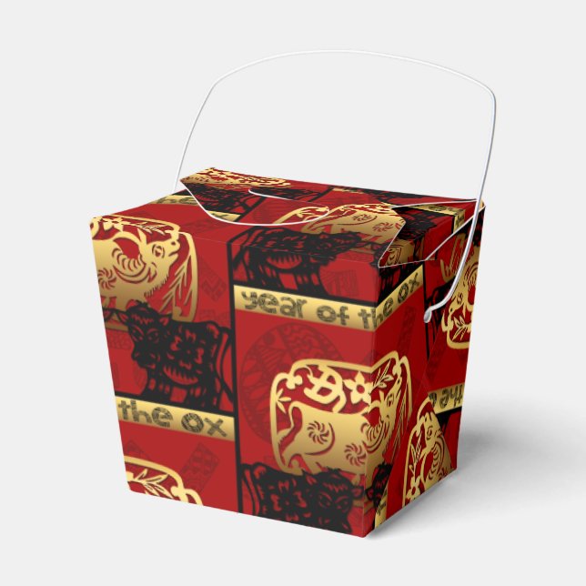 Cute Ox Chinese Year 2021 Zodiac Birthday TakeOB Favour Box (Front Side)