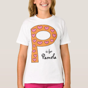 Cute P Letter Design Personalised Girl's Name T-Shirt