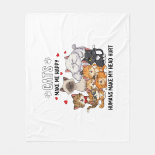 Cute Pack of Happy Cats Fleece Blanket