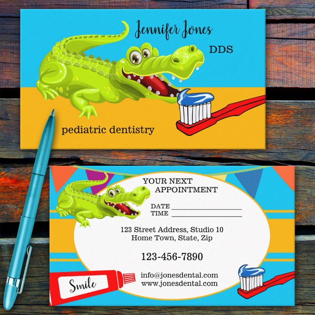 Cute Paediatrics Dentist Appointment Business Card (Creator Uploaded)