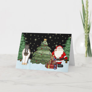 Cute Paint Horse and Santa Clause Christmas Holiday Card