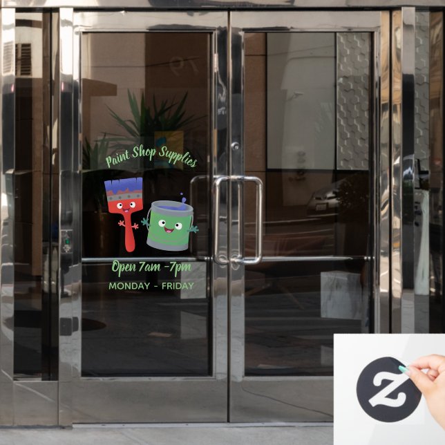 Cute paintbrush and paint cartoon characters (Office Door)