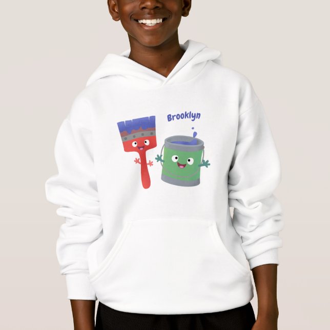 Cute paintbrush and paint cartoon characters (Front)