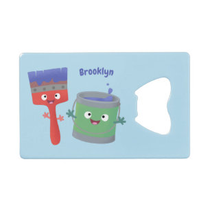 Cute paintbrush and paint cartoon characters