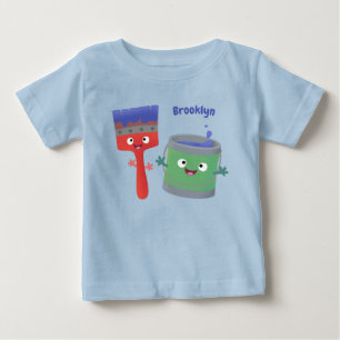 Cute paintbrush and paint cartoon characters baby T-Shirt