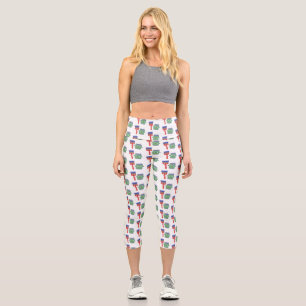 Cute paintbrush and paint cartoon characters capri leggings