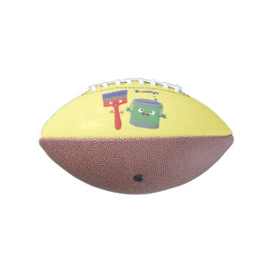 Cute paintbrush and paint cartoon characters football