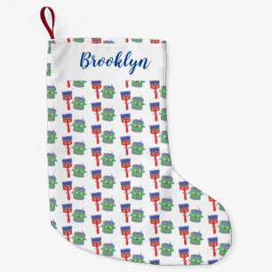 Cute paintbrush and paint cartoon characters small christmas stocking