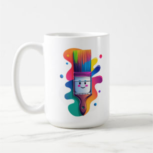 Cute Paintbrush Character with Colourful Paint Spl Coffee Mug