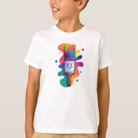 Cute Paintbrush Character with Colourful Paint Spl