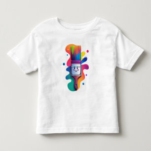Cute Paintbrush Character with Colourful Paint Spl Toddler T-Shirt