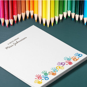 Cute Painted Hands Teacher Appreciation Notepad