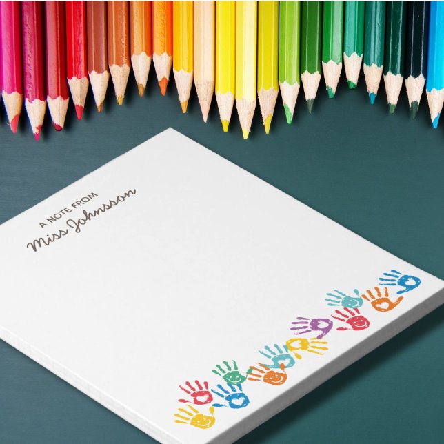 Cute Painted Hands Teacher Appreciation Notepad (Creator Uploaded)