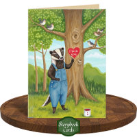 Cute Painted Heart Badger and Birds I love you