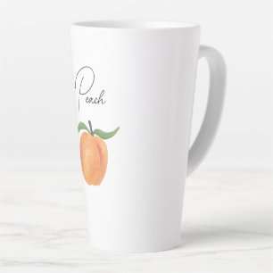 Cute Painted Peach Fruit Illustration  Latte Mug