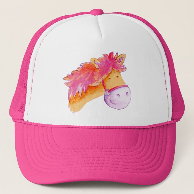 Cute painted pony / horse illustrated hat (Front)