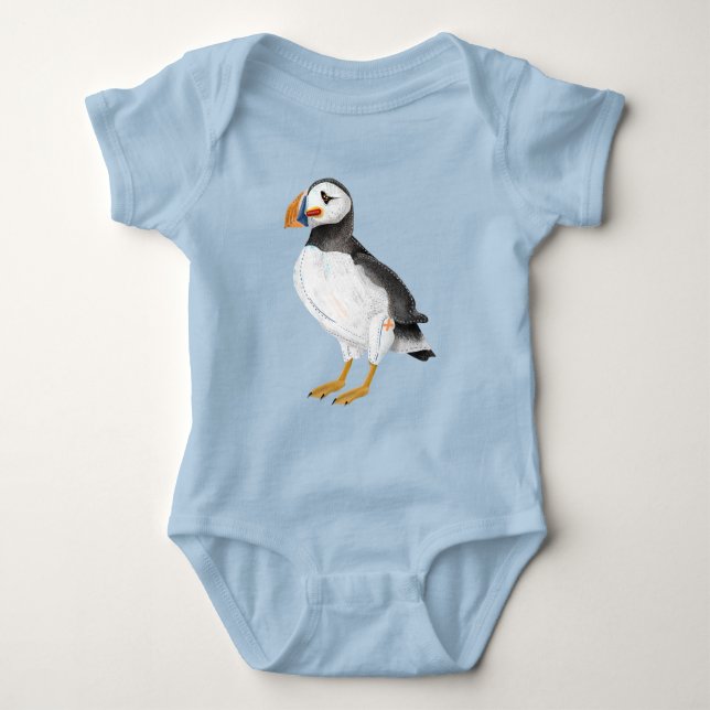 Cute painted puffin baby bodysuit (Front)