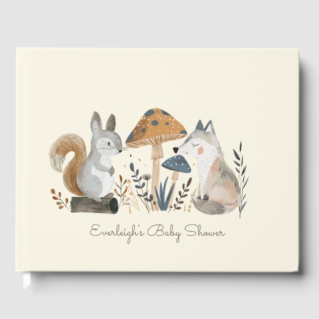 Cute Painted Woodland Animals Guest Book (Front)