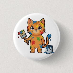 Cute Painter Cat Button