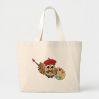 Cute Painter Owl Cartoon