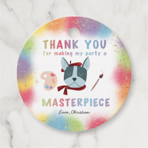 Cute Painting Art Party Dog Birthday Favour Tags