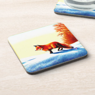 Cute Painting Of a Red Fox. Buy Now Coaster