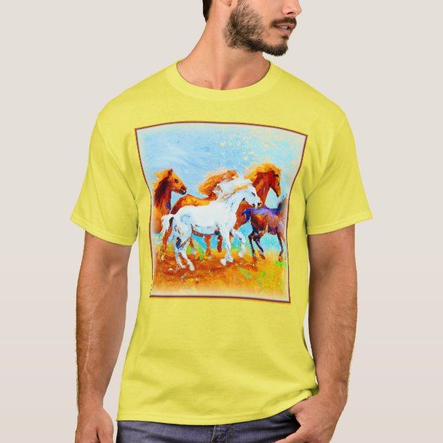 Cute Painting Of Running Horses. Buy Now T-Shirt (Front)