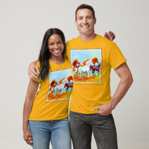 Cute Painting Of Running Horses. Buy Now T-Shirt