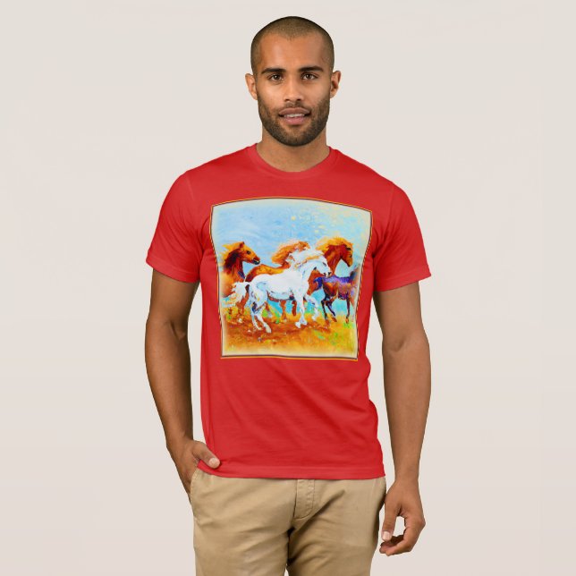 Cute Painting Of Running Horses. Buy Now T-Shirt (Front Full)