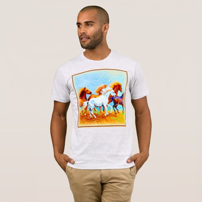 Cute Painting Of Running Horses. Buy Now T-Shirt (Front Full)