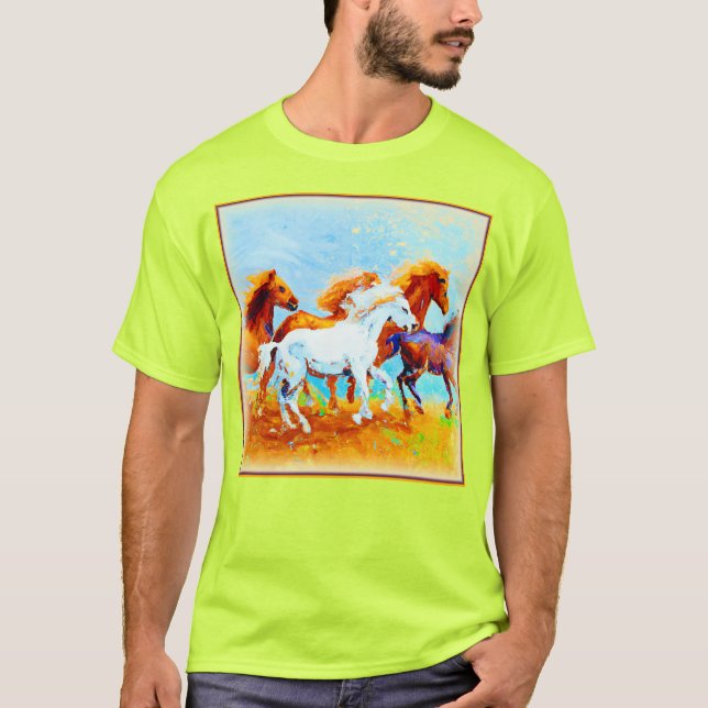 Cute Painting Of Running Horses. Buy Now T-Shirt (Front)