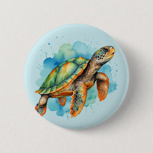 Cute Painting Turtle 6 Cm Round Badge