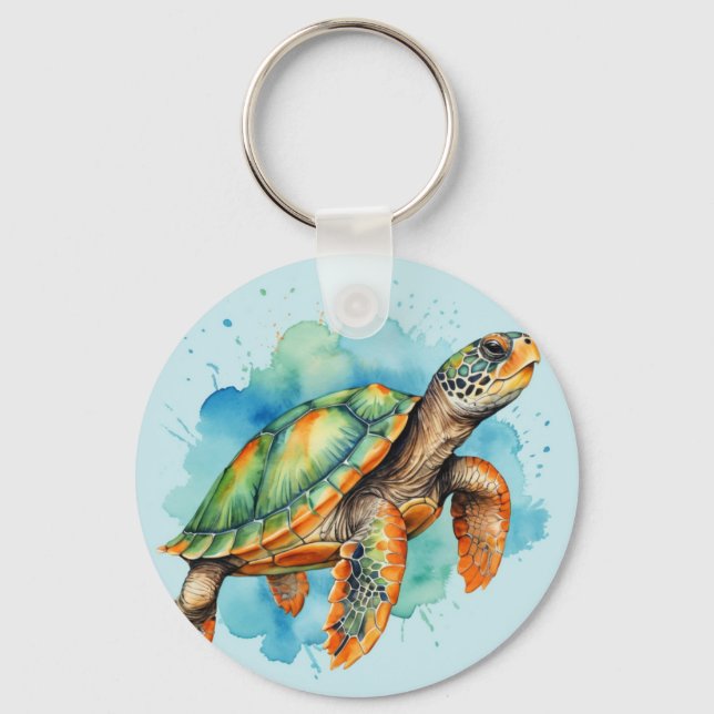 Cute Painting Turtle Key Ring (Front)