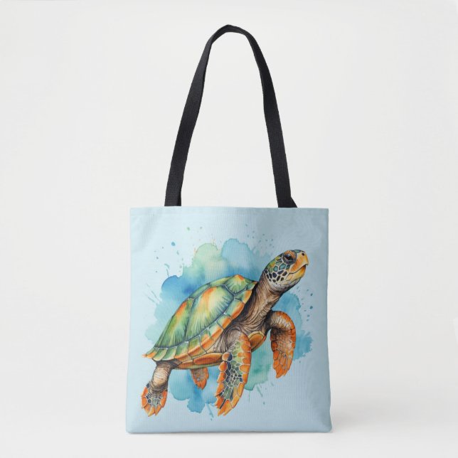 Cute Painting Turtle Tote Bag (Front)