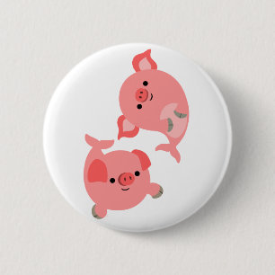 Cute Pair of Cartoon Merpigs Button Badge