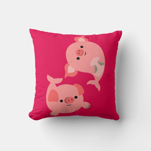 Cute Pair of Cartoon Merpigs Cushion (Front)