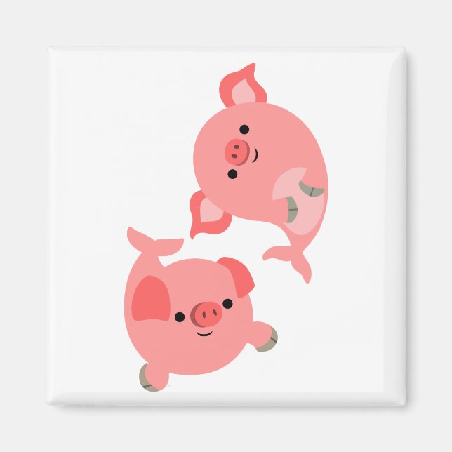 Cute Pair of Cartoon Merpigs Magnet (Front)