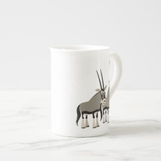 Cute Pair of Cartoon Oryxes Bone China Mug