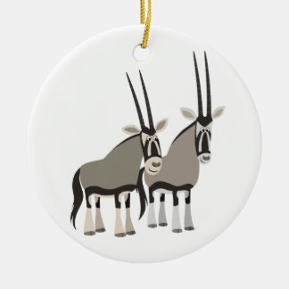 Cute Pair of Cartoon Oryxes Ornament