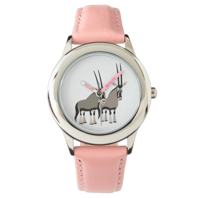 Cute Pair of Cartoon Oryxes Watch (Front)
