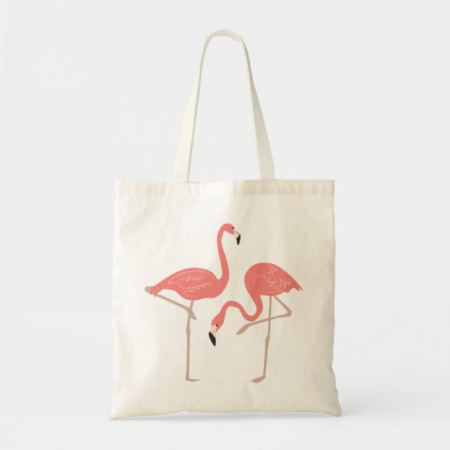 Cute Pair Of Pink Flamingos Illustration Tote Bag (Front)