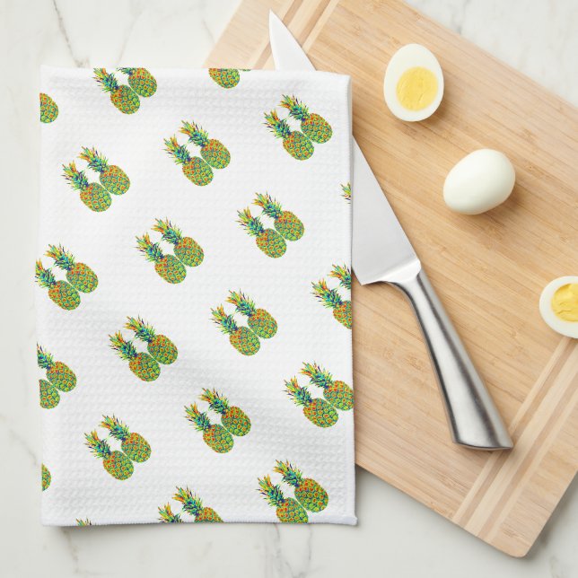 CUTE Pair Pineapple Pattern Tea Towel (Quarter Fold)