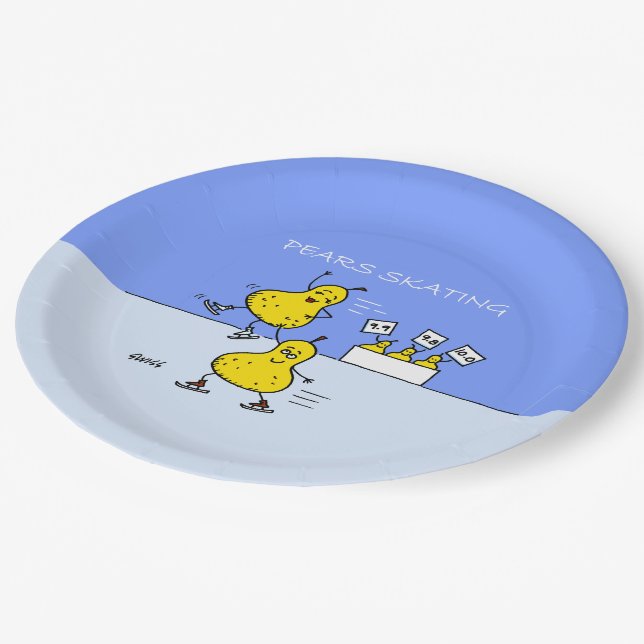 Cute Pairs Figure Skating Funny Pears  Paper Plate (Angled)