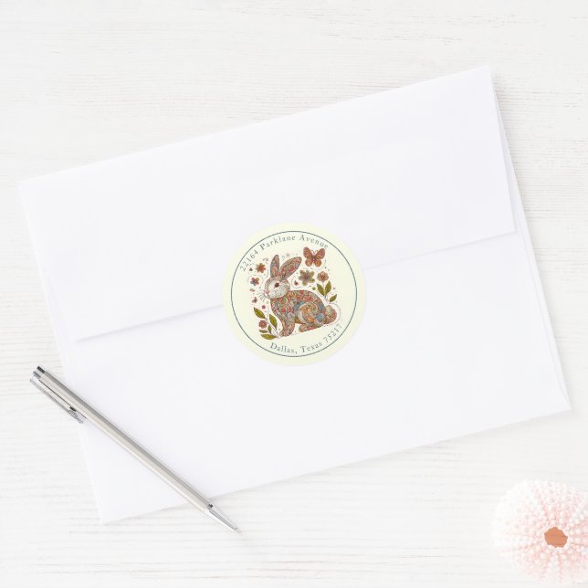 Cute Paisley Rabbit Return Address Envelope Seal (Envelope)