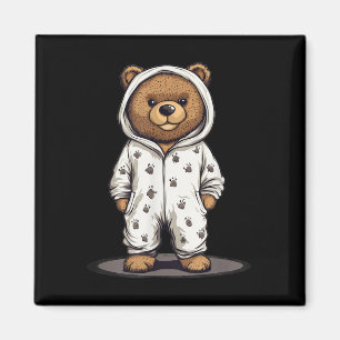 Cute Pajama Bear Outfit For Pyjamas And Teddy Bear Magnet