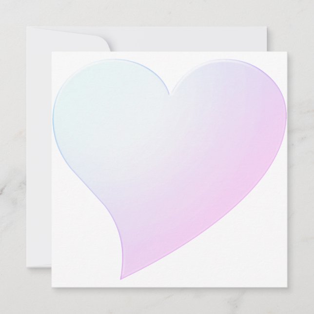 Cute pale blue pink gradient big heart modern card (Front)