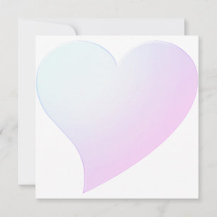 Cute pale blue pink gradient big heart modern card
